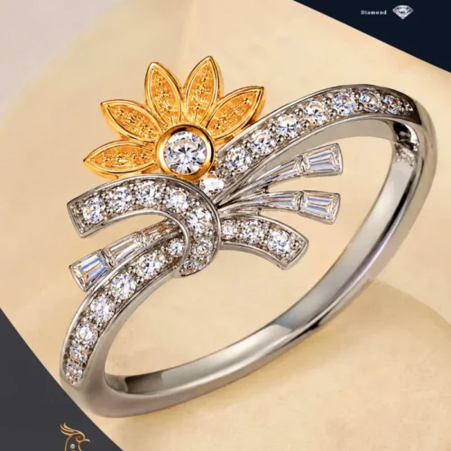 Ratnakshi Ring Yellow Sapphire & Diamond Ring in Silver Fine Silver Jewelry