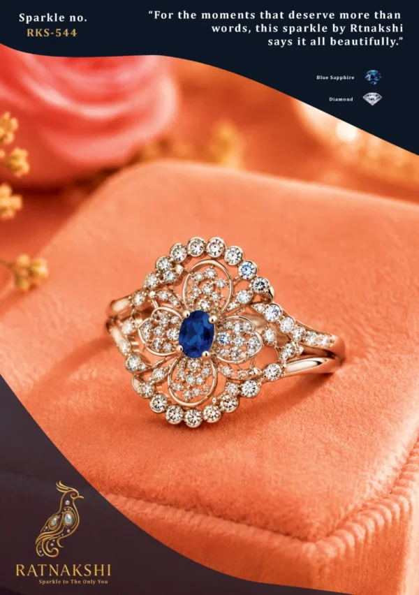 Ratnakshi Ring Blue Sapphire Ring in Silver Fine Silver Jewelry