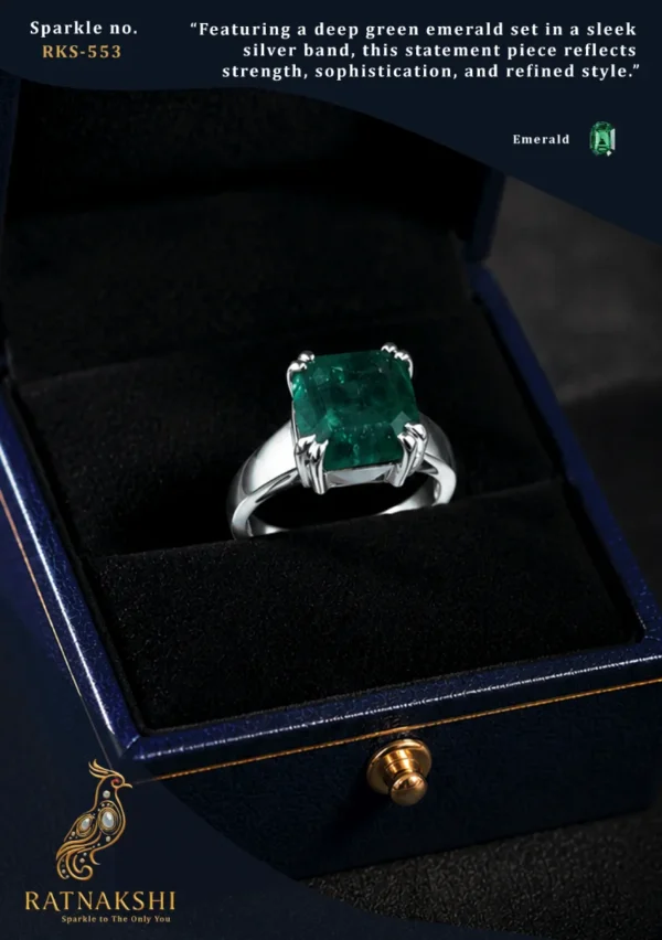 RKS - 553 Ratnakshi Ring Emerald Ring in Silver