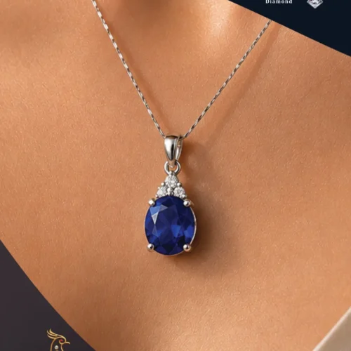 Ratnakshi Pendant Blue Sapphire Pendant Single Stone Pendant Silver Pendant