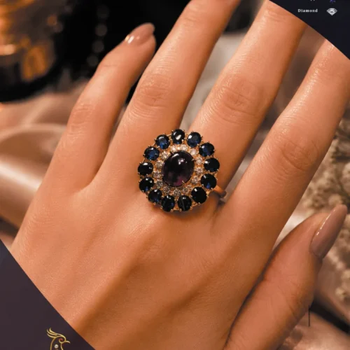 Ratnakshi Ring Victorian Ring in Silver Blue Sapphire Ring Tourmaline Ring in Silver Fine Silver Jewelry