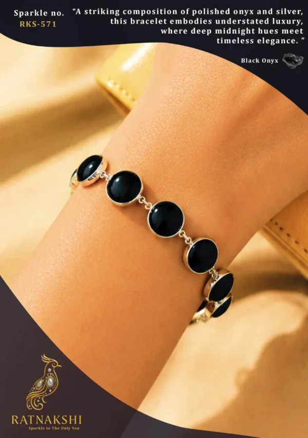 Ratnakshi Bracelet Black Onyx Bracelet Silver Bracelet Evening Waer Bracelet Fine Silver Jewelry