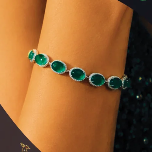 Ratnakshi Bracelet Silver Bracelet Green Onyx Bracelet Diamond Bracelet Fine Silver Jewelry
