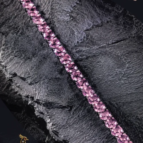 Ratnakshi Bracelet Silver Bracelet Pink Amethyst Bracelet Tennis Bracelet Gemstone Bracelet