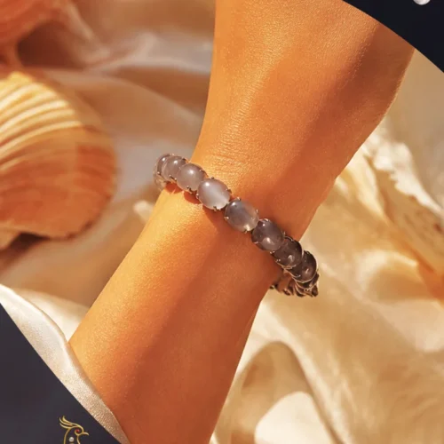 Grey Moonstone Bracelet Beads Bracelet Minimalistic Bracelet Fine Silver Jewelry