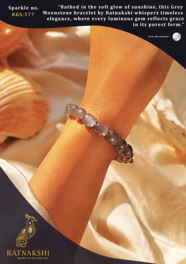 Grey Moonstone Bracelet Beads Bracelet Minimalistic Bracelet Fine Silver Jewelry