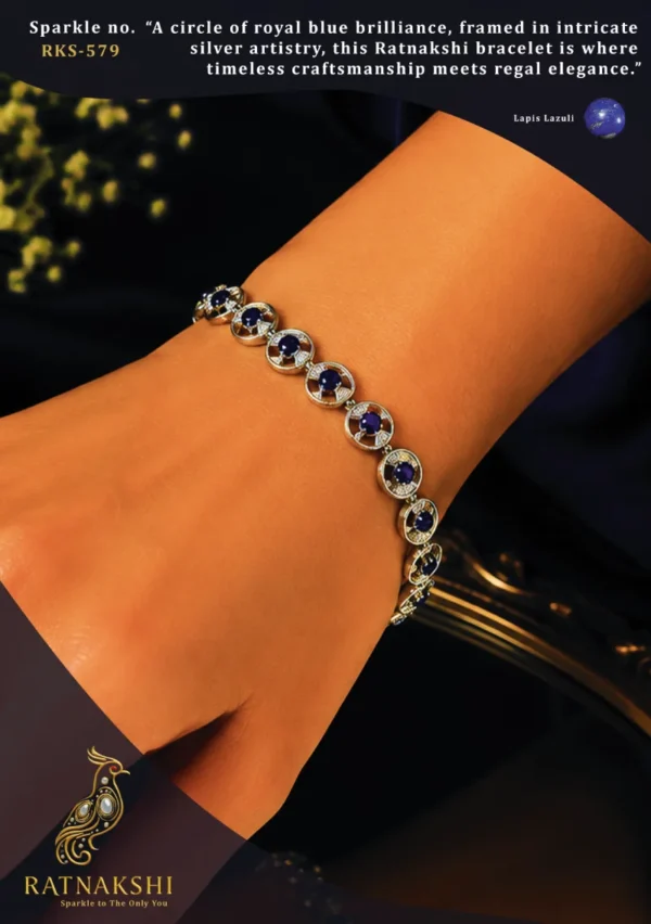 Ratnakshi Bracelet Silver Bracelet Lapis Lazuli Bracelet Fine Silver Jewelry