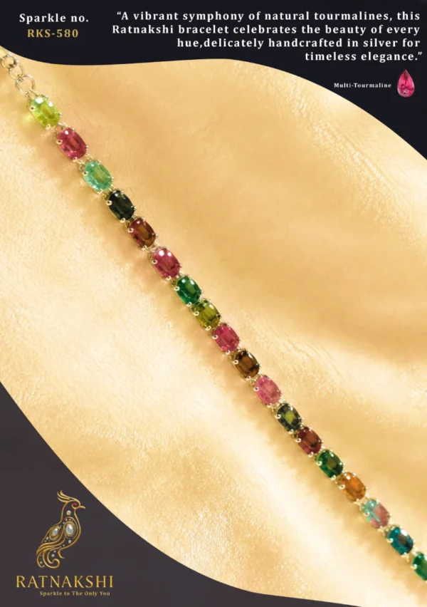 Ratnakshi Bracelet Multi-Tourmaline Bracelet Multi-Color Bracelet Silver Bracelet Fie Silver Jewelry Beads Bracelet