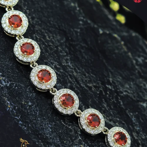 Ratnakshi Bracelet Silver Bracelet Garnet Bracelet Diamond Bracelet Fine Silver Jewelry