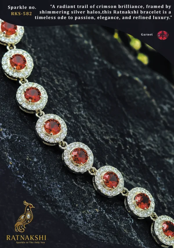Ratnakshi Bracelet Silver Bracelet Garnet Bracelet Diamond Bracelet Fine Silver Jewelry