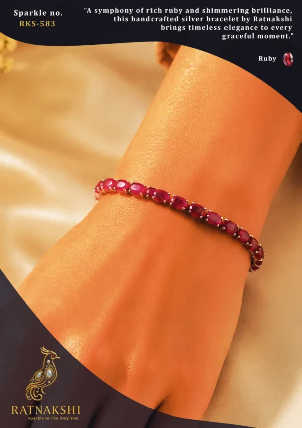Ratnakshi Bracelet Ruby Bracelet Minimalistic Bracelet Ruby Bracelet In Silver Fine Silver Jewelry