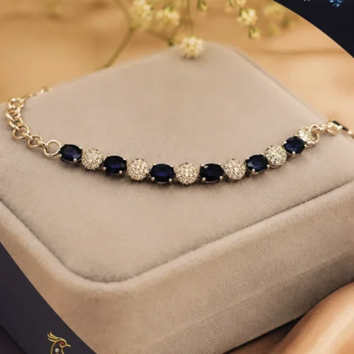 Blue Sapphire Bracelet Diamond Bracelet Ratnakshi Bracelet Fine Silver Jewelry