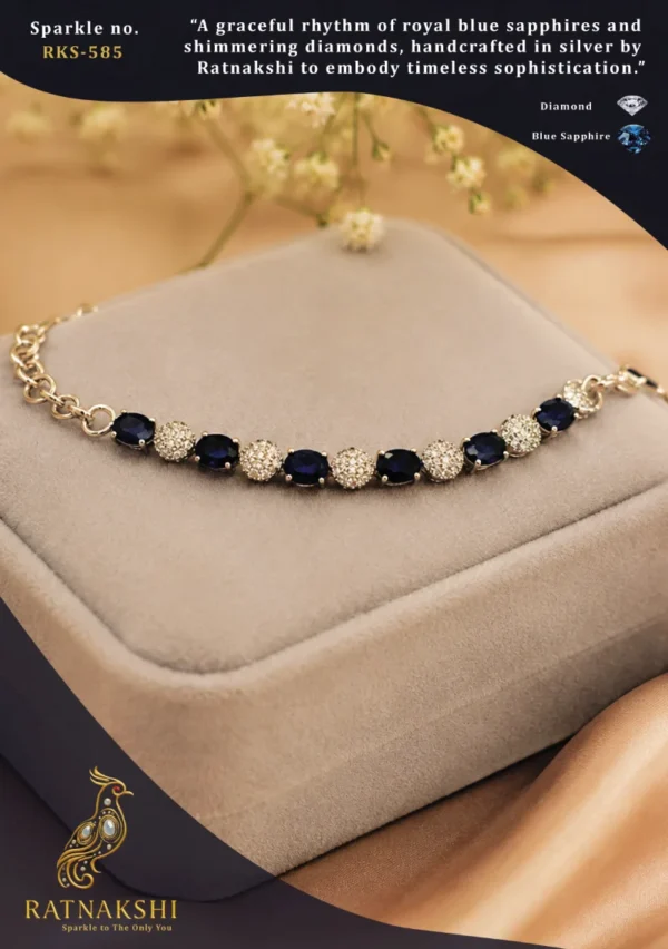 Blue Sapphire Bracelet Diamond Bracelet Ratnakshi Bracelet Fine Silver Jewelry