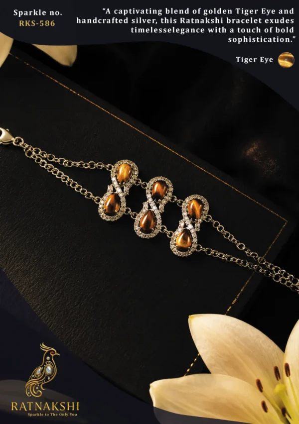 Ratnakshi Bracelet Tiger Eye Bracelet Silver Bracelet Minimalistic Bracelet