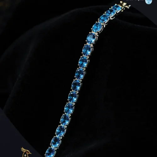 Ratnakshi Bracelet Silver Bracelet Blue Topaz Bracelet Tennis Bracelet Fine Silver Tennis Bracelet