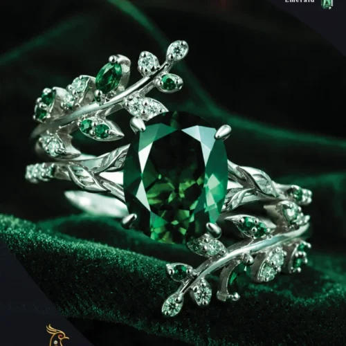 Ratnakshi Ring Emerald Ring Silver Ring Diamond Ring Vines Ring Fine Silver Jewelry