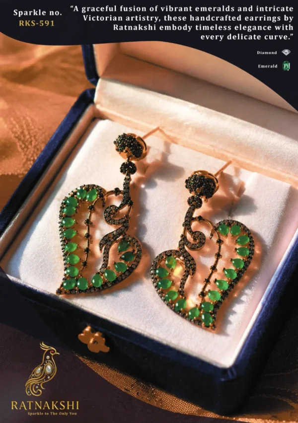 Ratnakshi Earring Emerald Earring Silver Earring Fine Silver Jewellery Heart-shaped Earrings