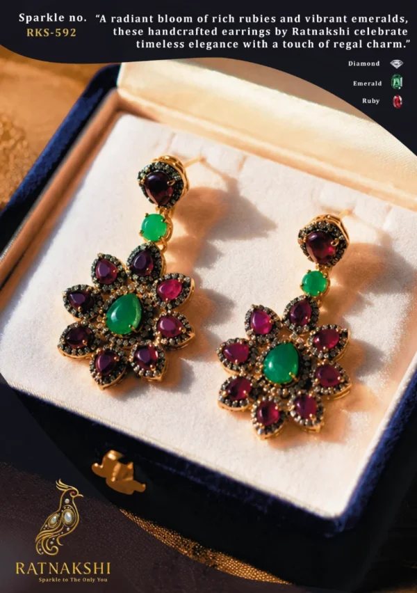 Ratnakshi Earring Emerald Earring Silver Earring Fine Silver Jewellery Heart-shaped Earrings Ruby Earrings Diamond Earrings Floral Earrings