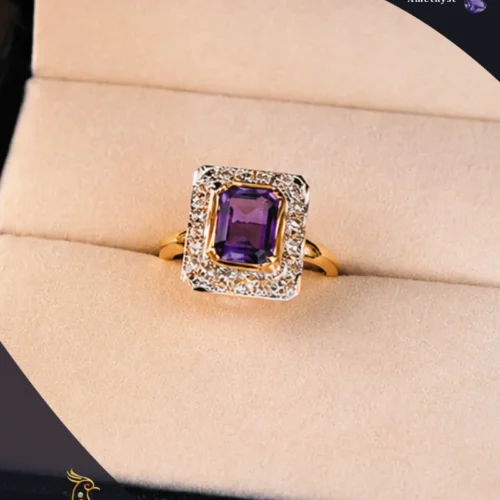 Ratnakshi Ring Amethyst Ring Diamond Ring Square shaped Ring Fine Silver Ring Fine Silver Jewelry