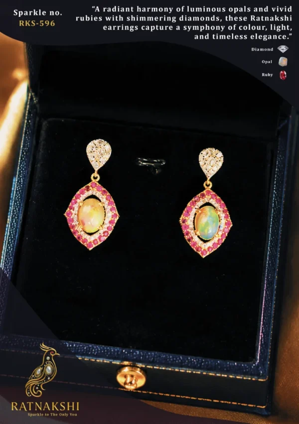 Ratnakshi Earrings Opal Earrings Ruby Earrings Silver Earrings Fine Silver Jewelry Diamond Earrings Multi-color Earrings Marquise Earrings