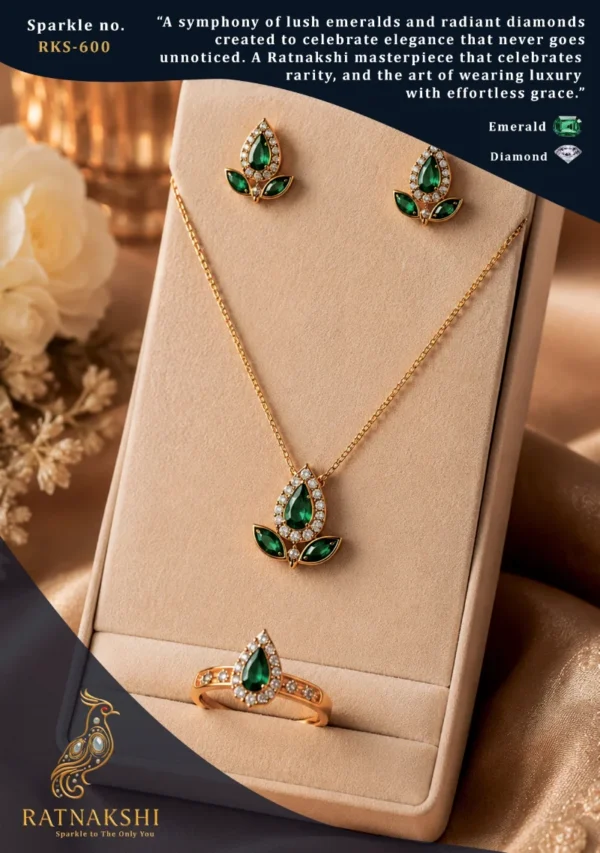 Ratnakshi Necklace Set Emerald Necklace Set Emerld & Diamond Necklace Set Emerald Pendant Emerald Pendant Set Silver Pendant Set Emerald Ring