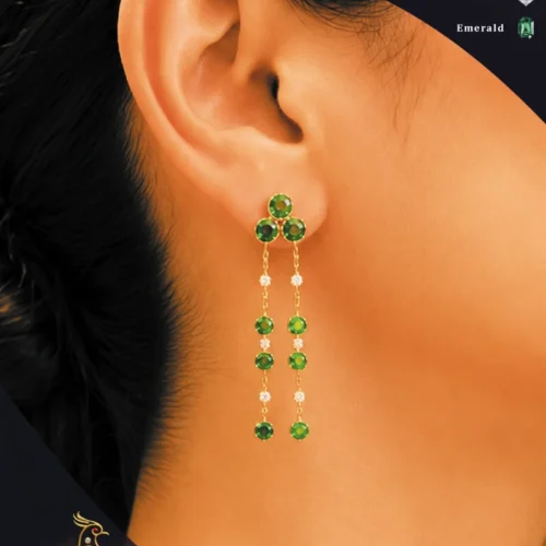 Ratnakshi Earrings Hanging Earrings Emerald Earrings Diamond Earrings Fine Silver Jewellery Chain Earrings