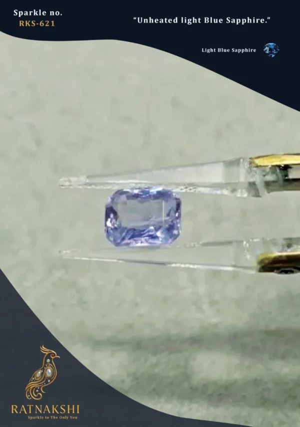 Ratnakshi Gemstones Looose Gemstone Light Blue Sapphire Gemstone Loose Blue Sapphire Emerald Cut Sapphire Gemstone Rectangle haped Blue Sapphire Rectangle shaped Gemstone