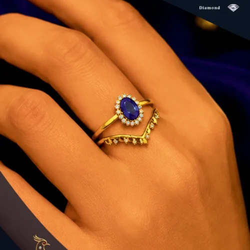 Ratnakshi Fine Jewelry Silver Ring Luxury Jewellery Blue Sapphire Ring Diamond Ring