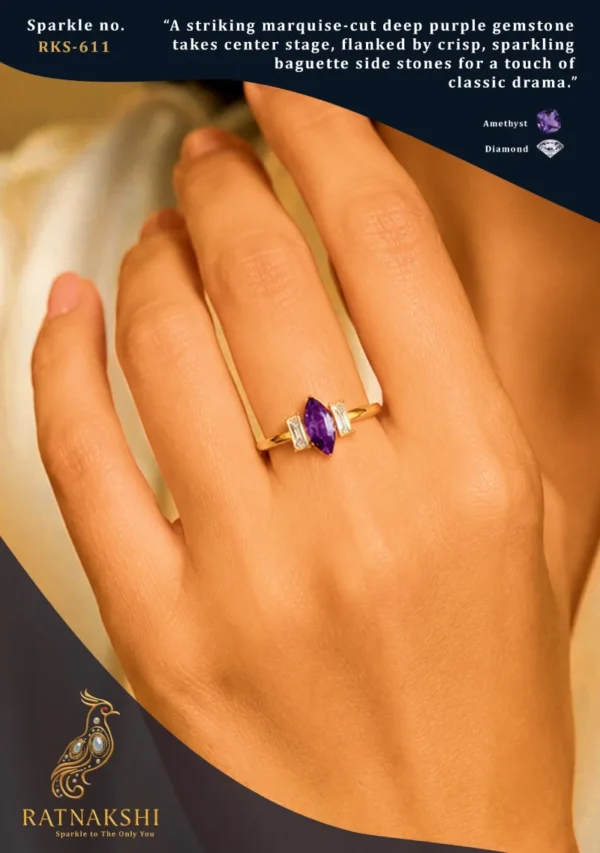 Ratnakshi Ring Amethyst Ring Diamond Ring Minimalistic Ring Everyday Ring Fine Silver Jewelery Silver Ring